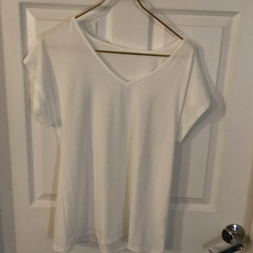 Classic White V-Neck Women's Top